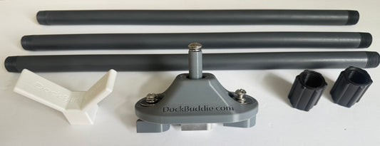 Track Mount Dock Buddie uses a clever cam system to easily lock into most docks that use tracks.