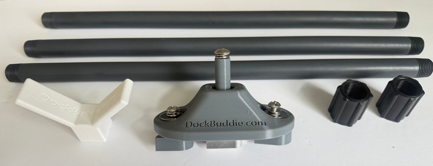 Track Mount Dock Buddie uses a clever cam system to easily lock into most docks that use tracks.
