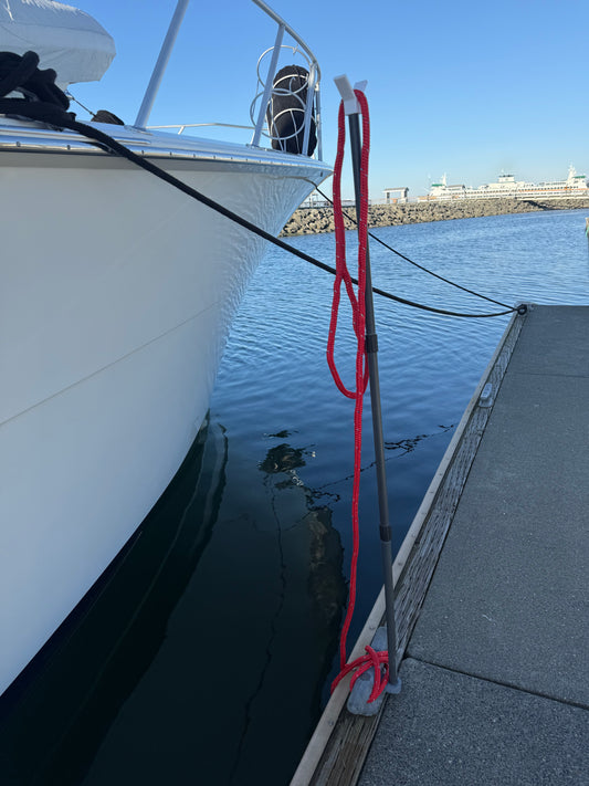 Cleat Mounted Dock Buddie is designed for locations that forbid screwing into the dock, like most public marinas..